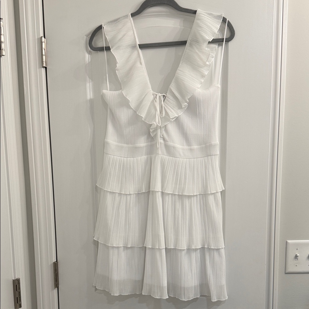 Express White Ruffled Dress size M